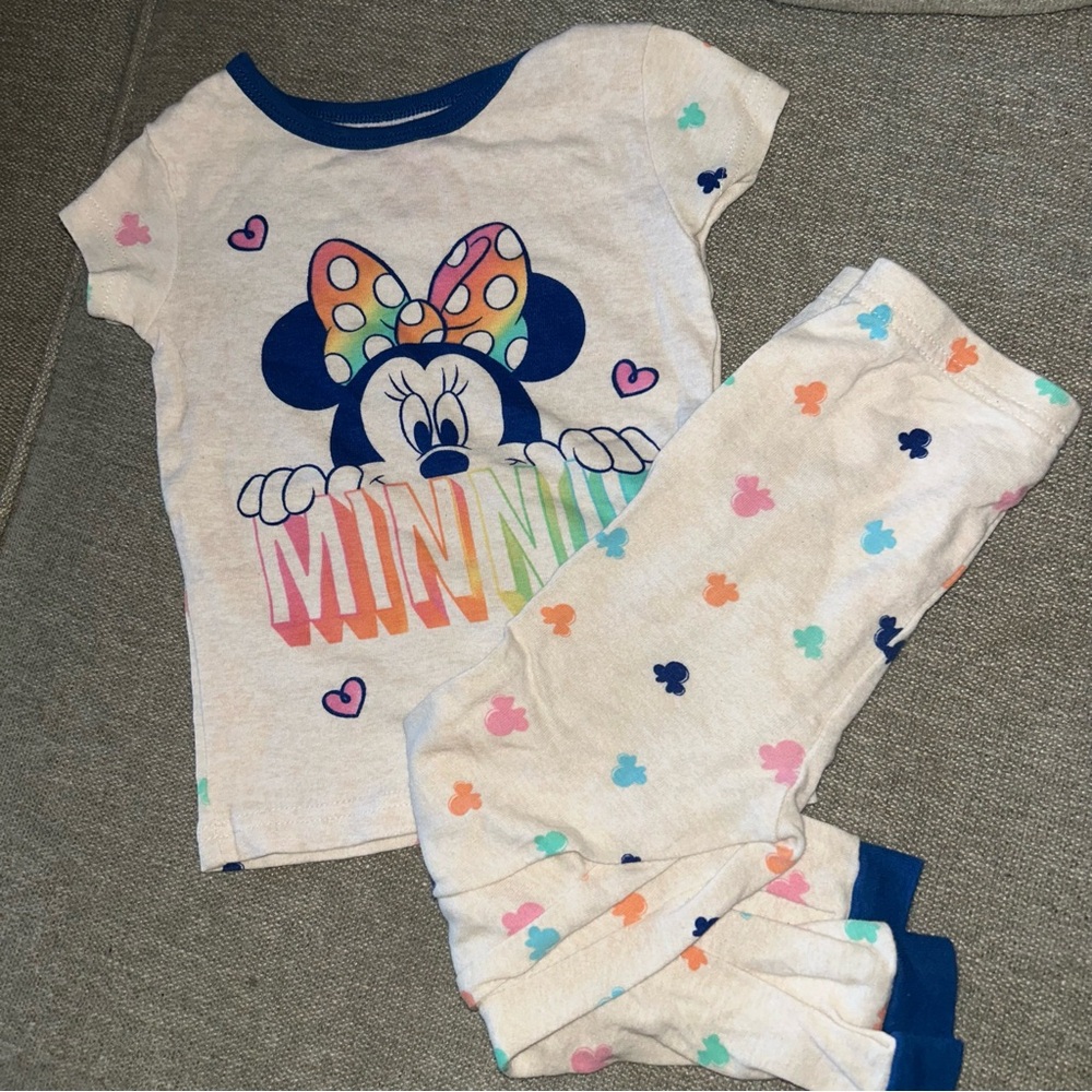 Disney Minnie Mouse Kids Pajama Set - White and Blue